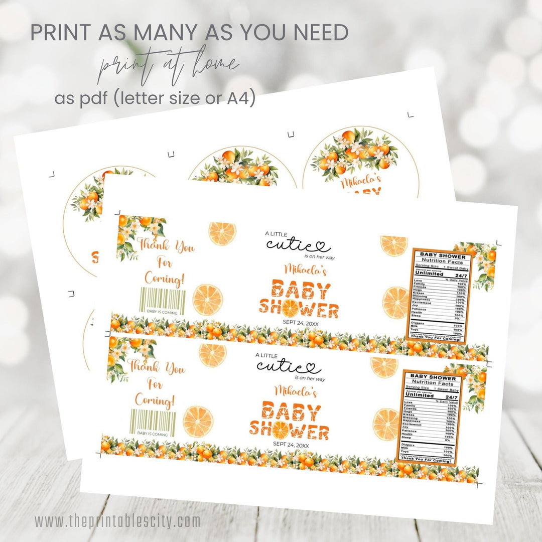 A Little Cutie Baby Shower Pringles Wrapper - Editable Template