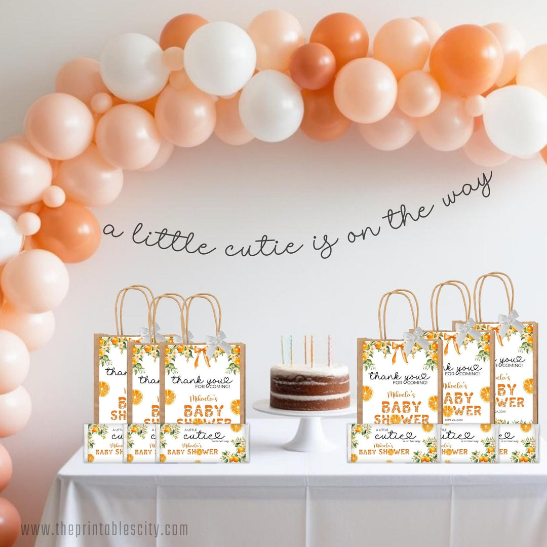 A Little Cutie Is on the Way Baby Shower Goody Bag Label