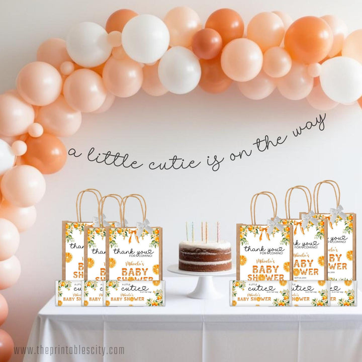 A Little Cutie Is on the Way Baby Shower Goody Bag Label
