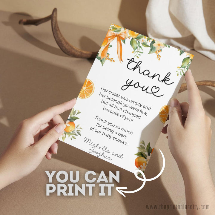 Editable Little Cutie Thank You Card Template for Baby Shower