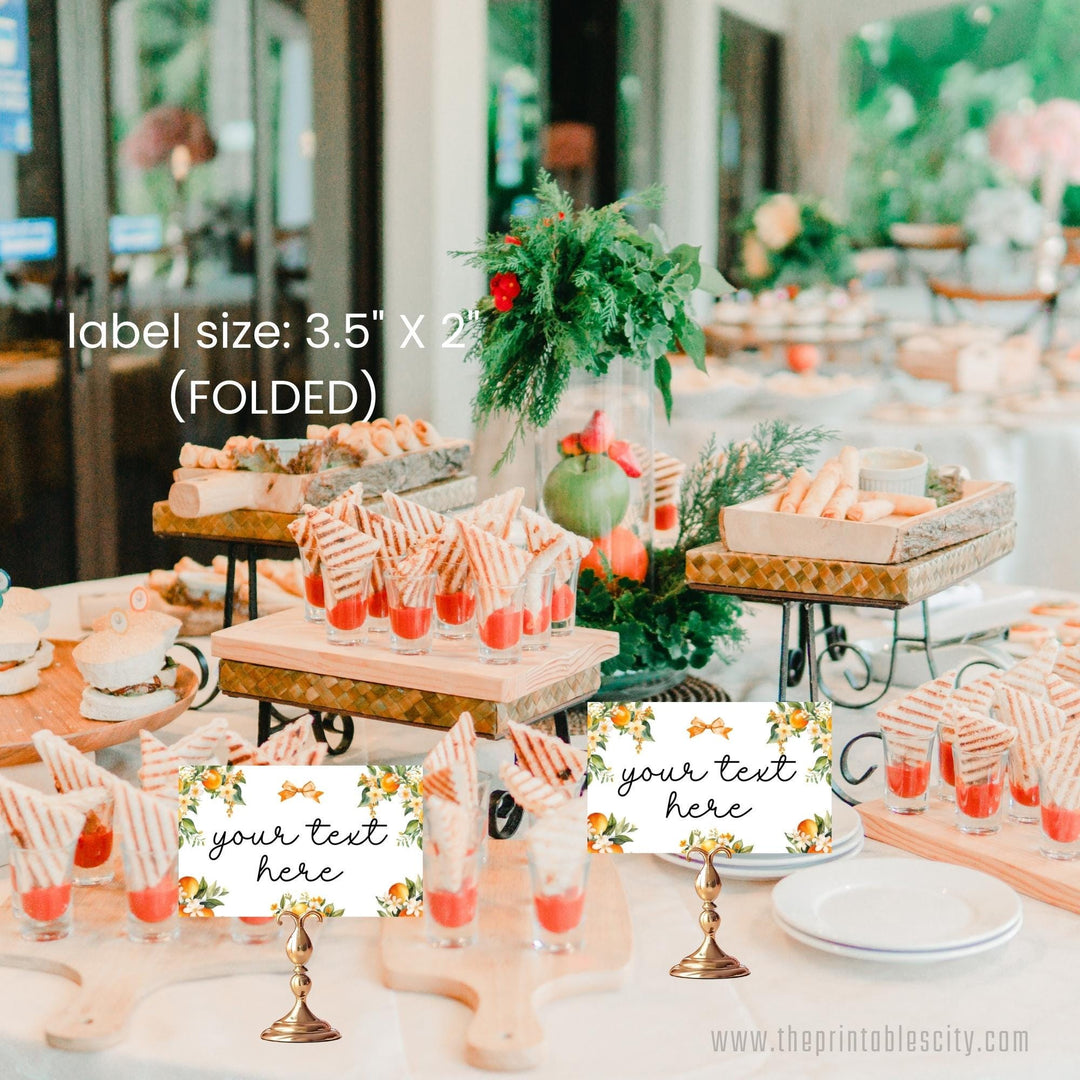 A Little Cutie Baby Shower Food Tent Labels - Editable