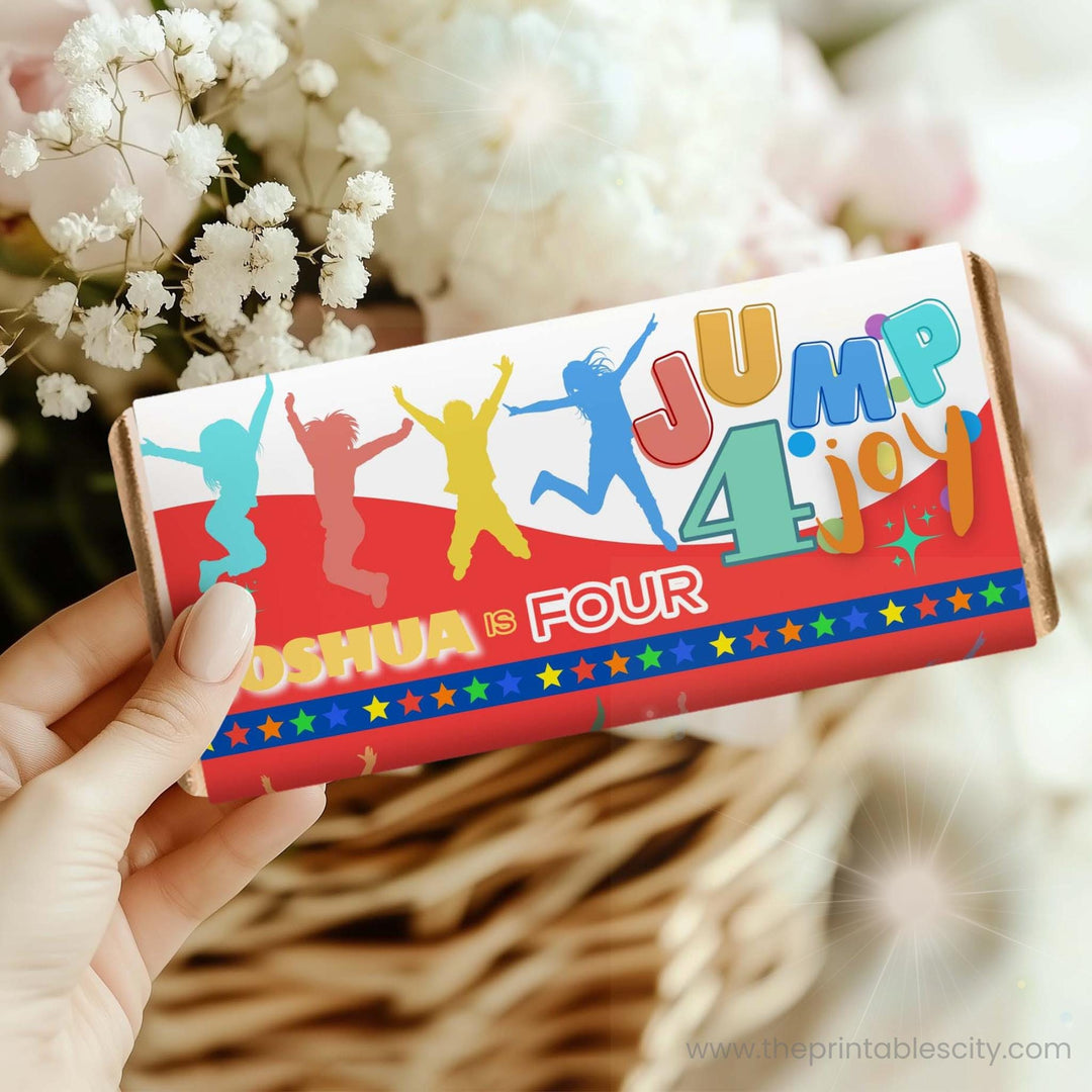 Jump 4 Joy Editable Chocolate Bar Wrapper