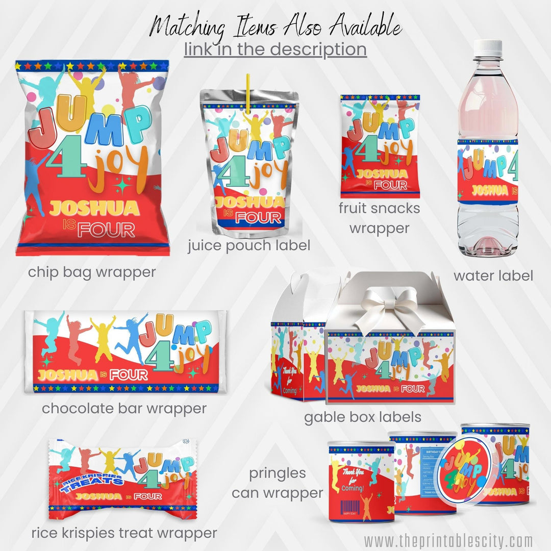 Editable Jump 4 Joy Chip Bag Party Favor Template