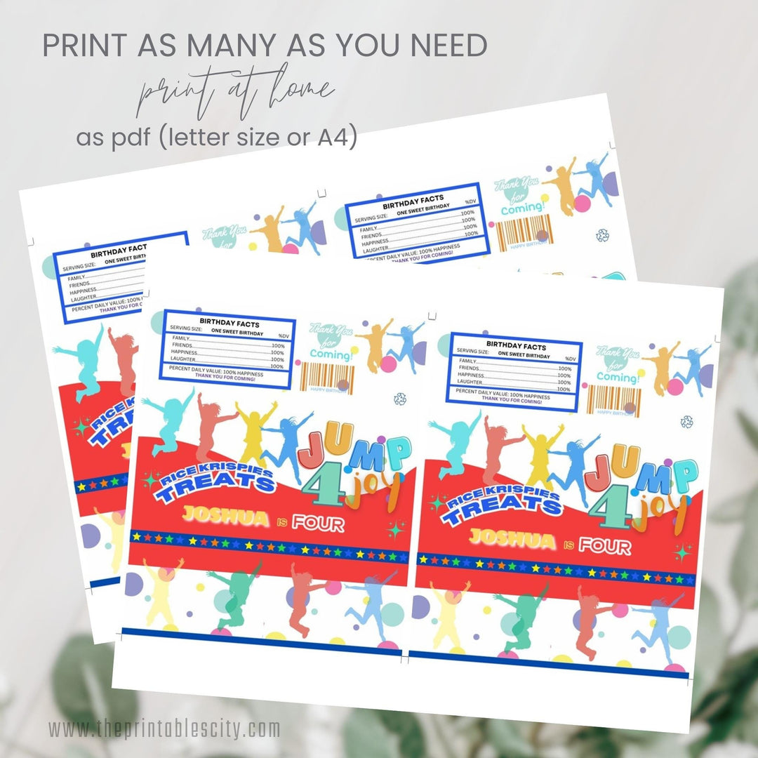Jump 4 Joy Rice Krispies Wrapper Editable Template