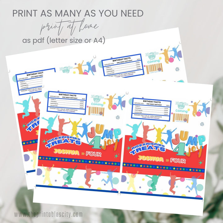 Jump 4 Joy Rice Krispies Wrapper Editable Template