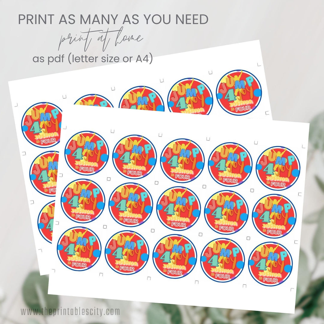 Jump 4 Joy Editable Cupcake Topper