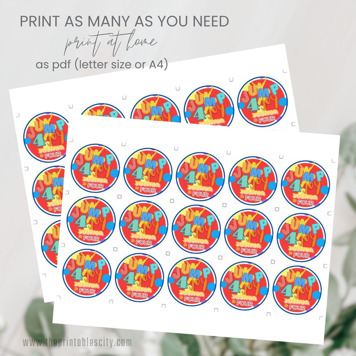 Jump 4 Joy Editable Cupcake Topper