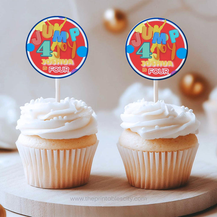Jump 4 Joy Editable Cupcake Topper