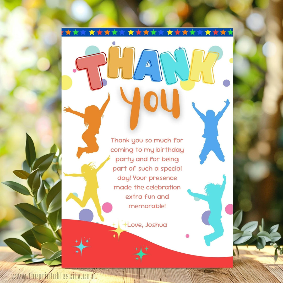 Jump Four Joy Trampoline Party Thank You Card