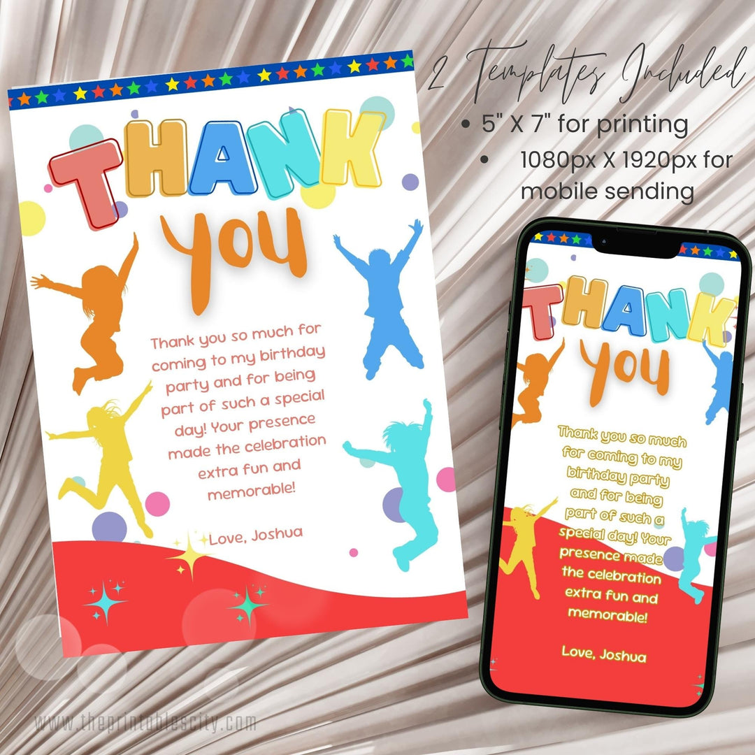 Jump Four Joy Trampoline Party Thank You Card