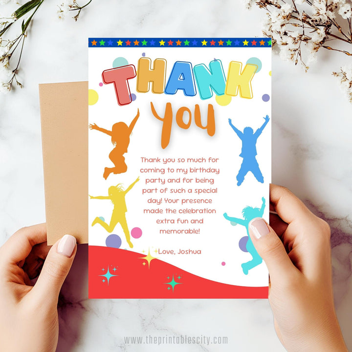 Jump Four Joy Trampoline Party Thank You Card