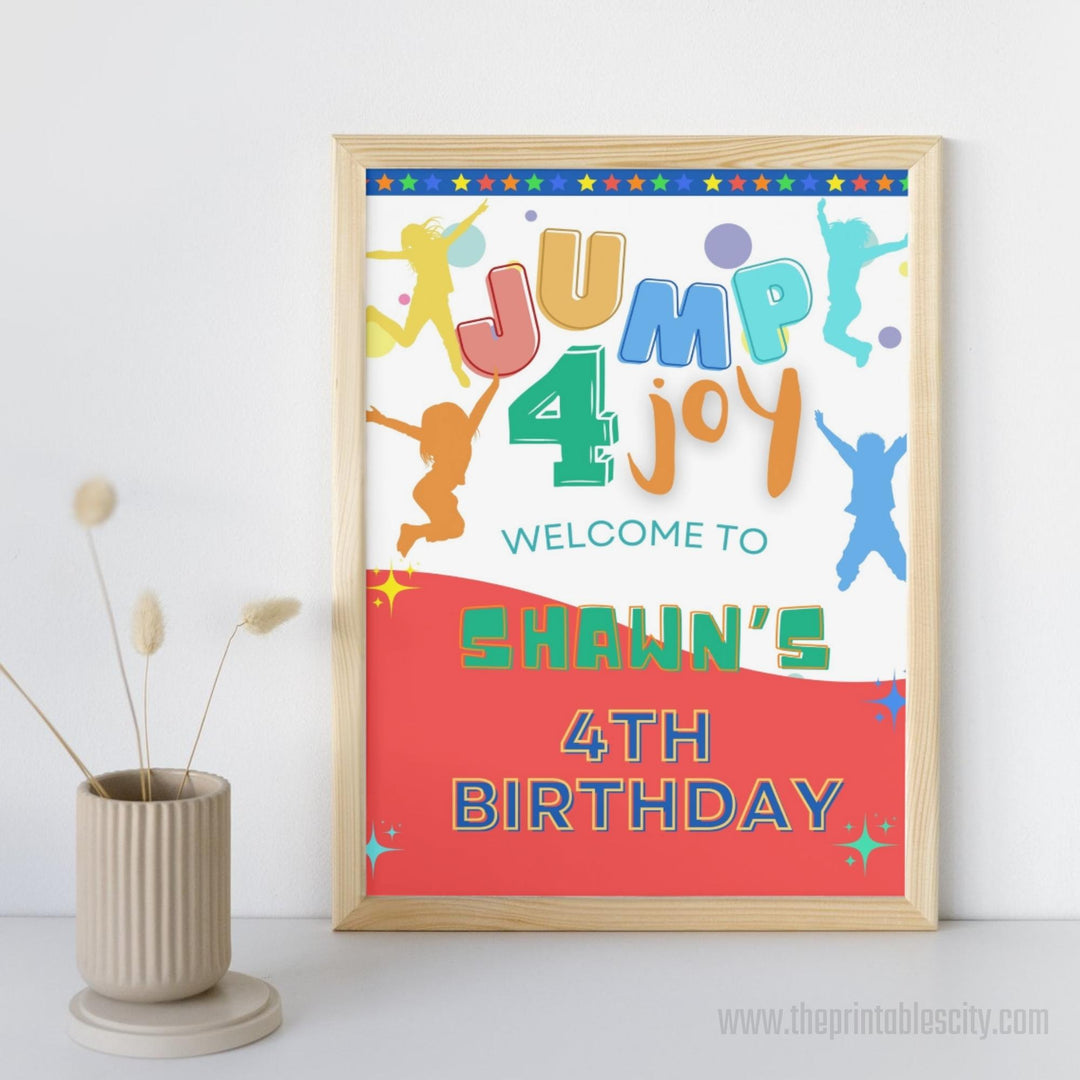 Trampoline Park Jump Birthday Editable Welcome Sign