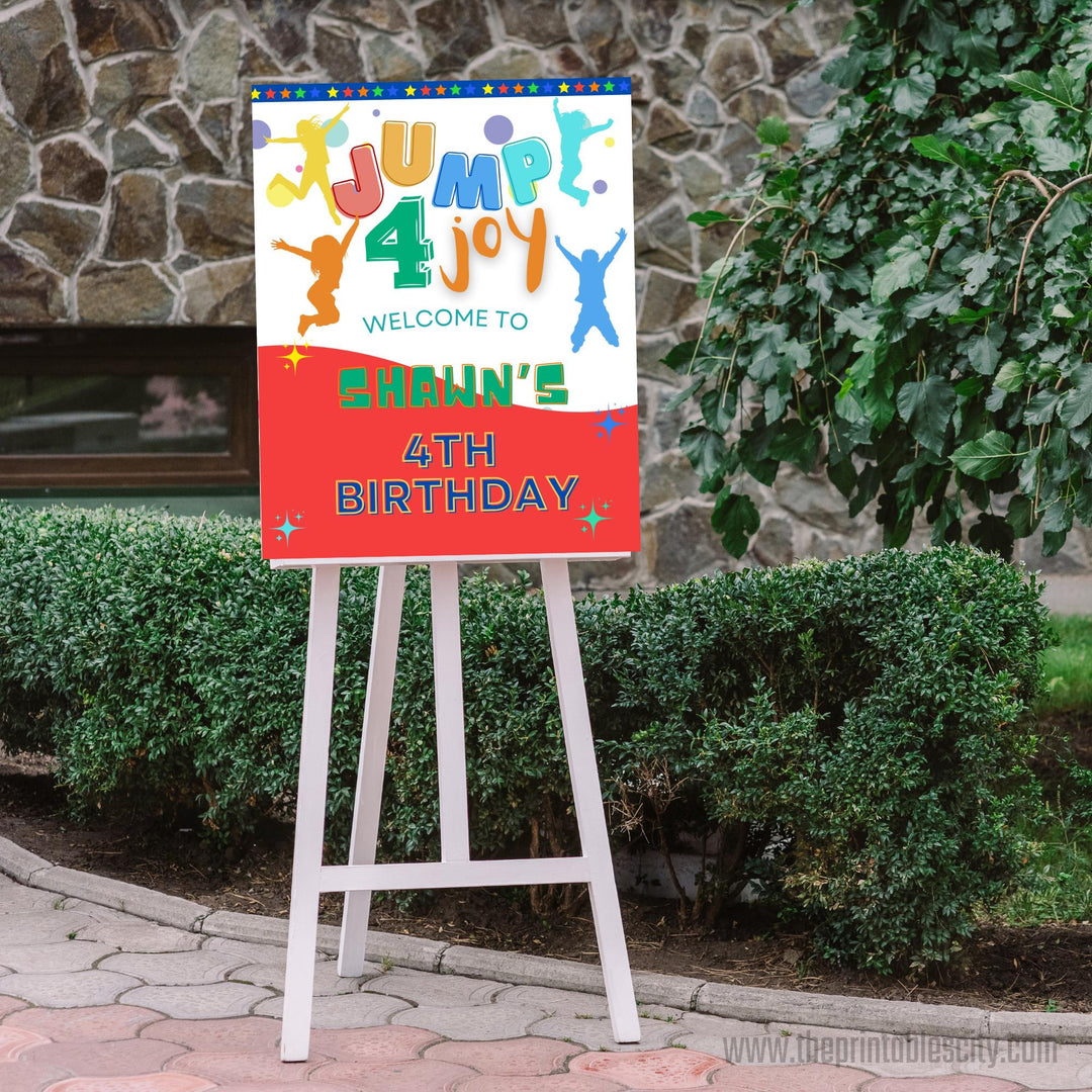 Trampoline Park Jump Birthday Editable Welcome Sign