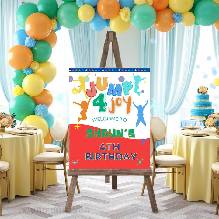 Trampoline Park Jump Birthday Editable Welcome Sign