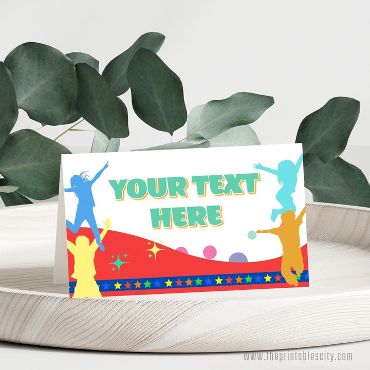 Jump Trampoline Park Birthday Food Tent Label