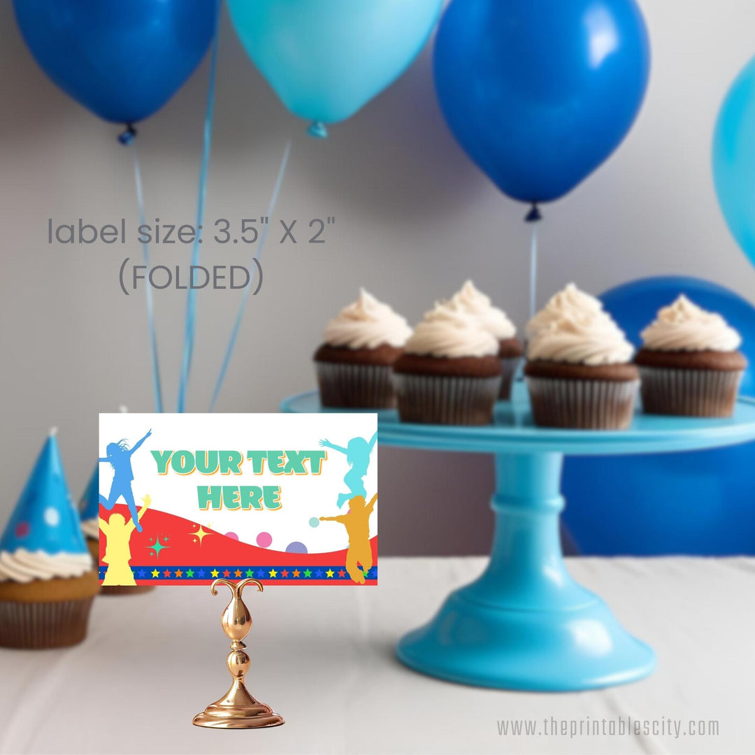 Jump Trampoline Park Birthday Food Tent Label