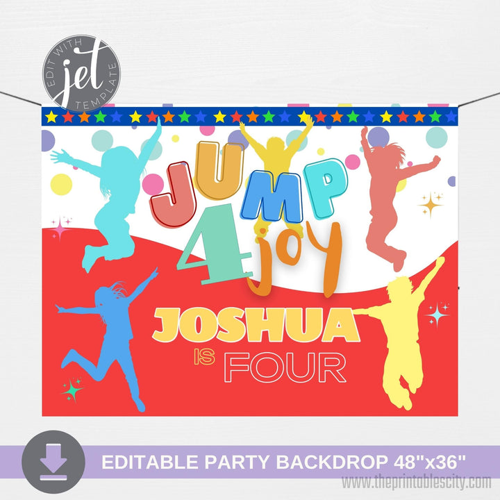 Jump Trampoline Park Party Backdrop Banner
