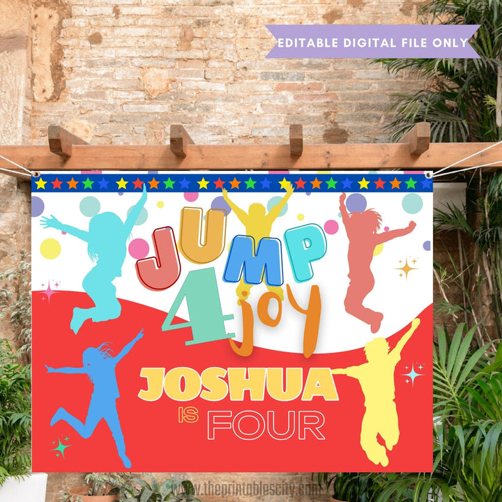 Jump Trampoline Park Party Backdrop Banner