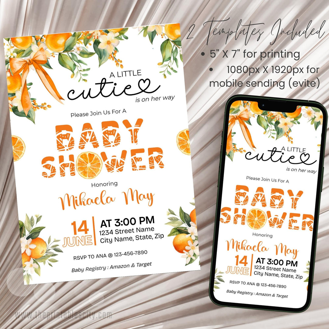 Editable Little Cutie Invitation Template for Baby Shower