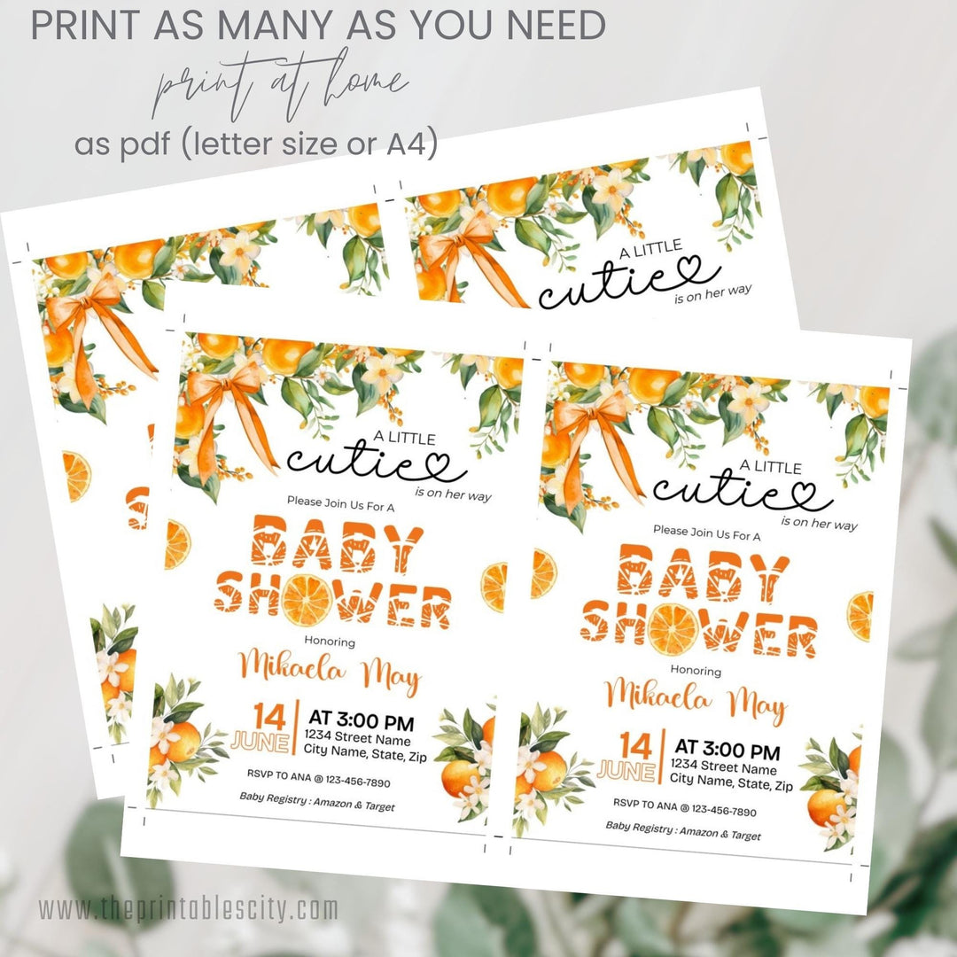 Editable Little Cutie Invitation Template for Baby Shower