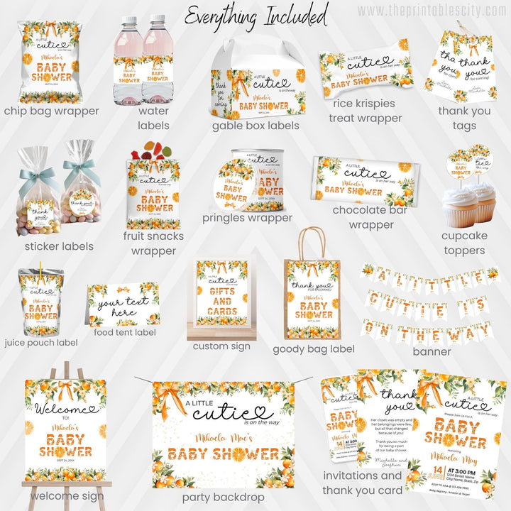 A Little Cutie Is On The Way Baby Shower Party Decor Bundle
