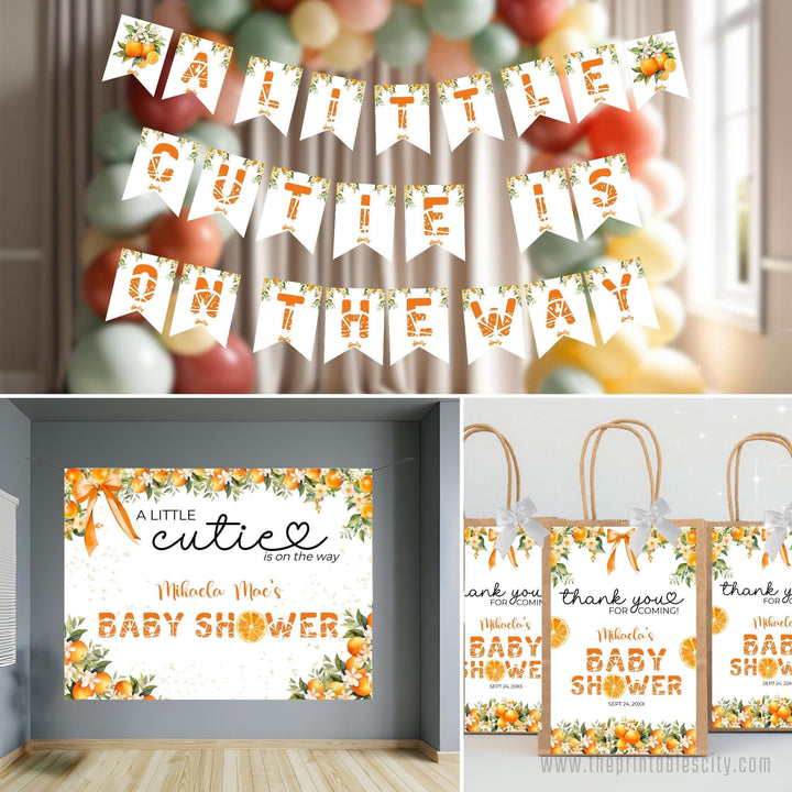 A Little Cutie Is On The Way Baby Shower Party Decor Bundle
