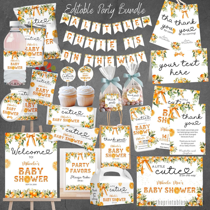 A Little Cutie Is On The Way Baby Shower Party Decor Bundle
