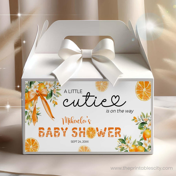 A Little Cutie Baby Shower Editable Gable Box Label