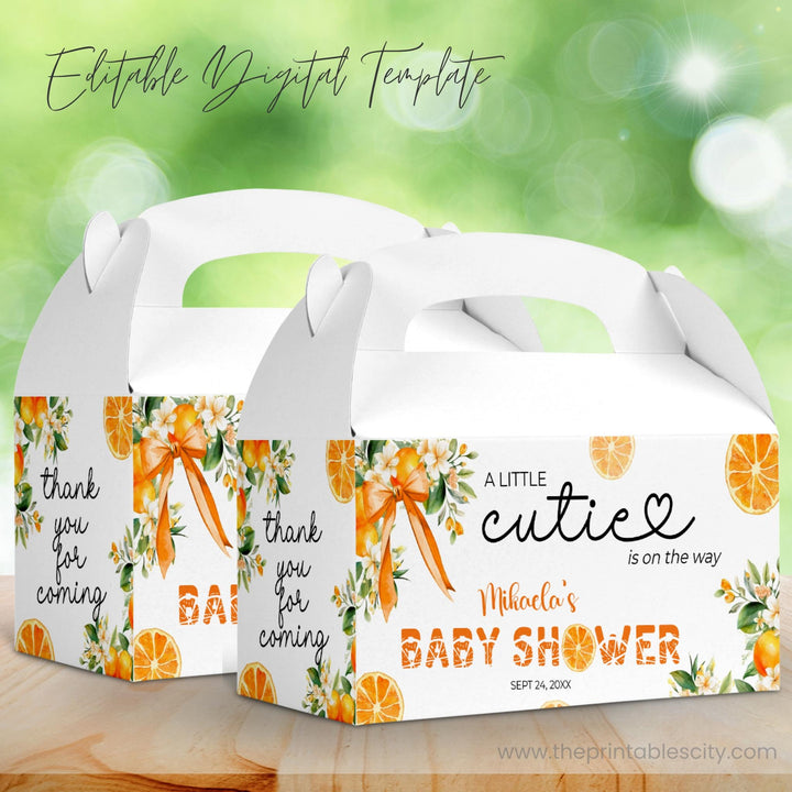 A Little Cutie Baby Shower Editable Gable Box Label