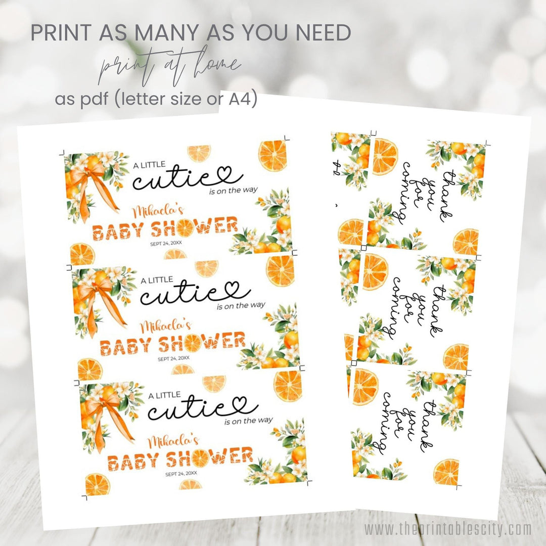 A Little Cutie Baby Shower Editable Gable Box Label