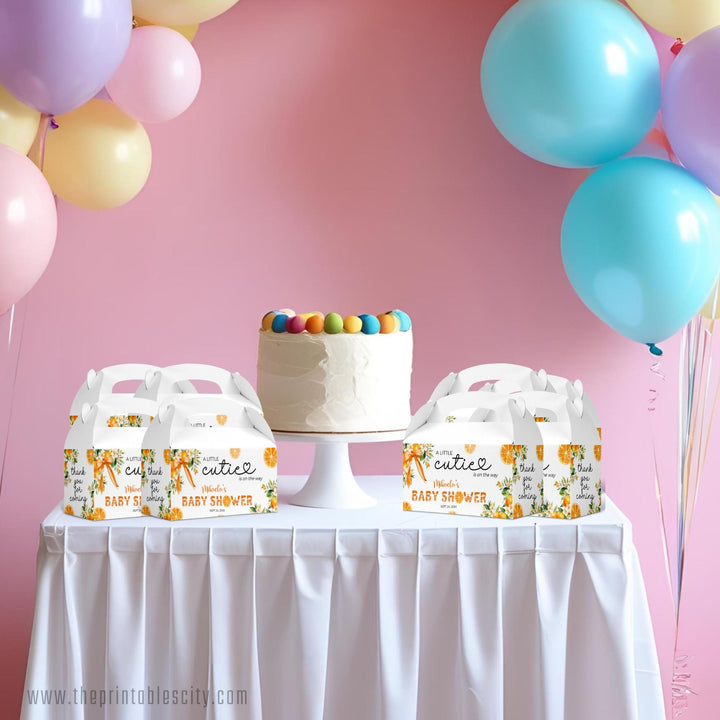 A Little Cutie Baby Shower Editable Gable Box Label