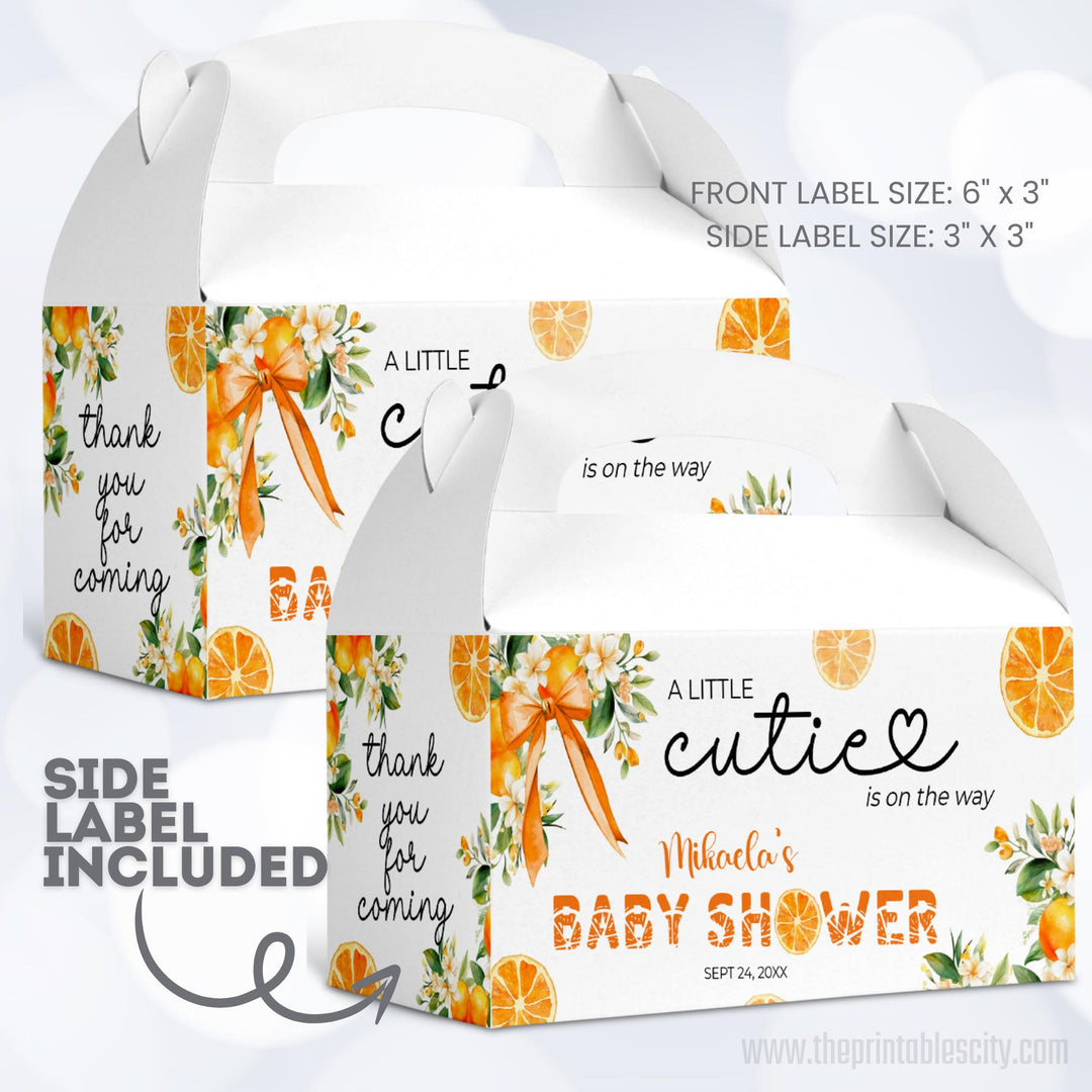 A Little Cutie Baby Shower Editable Gable Box Label