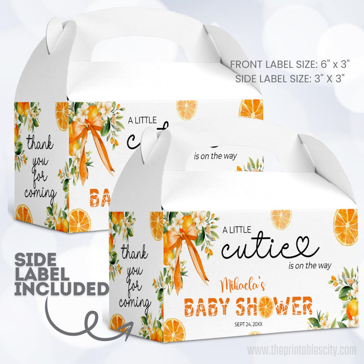 A Little Cutie Baby Shower Editable Gable Box Label