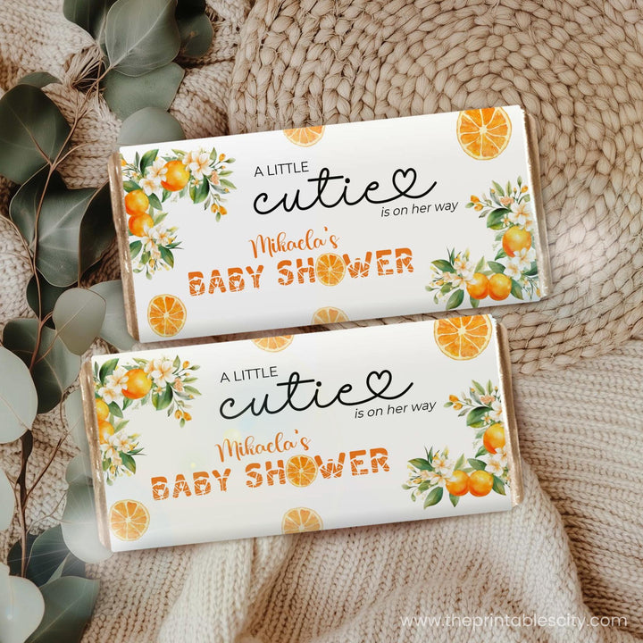 A Little Cutie Baby Shower Chocolate Bar Wrapper - Editable Template