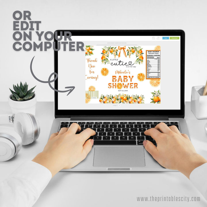 A Little Cutie Baby Shower Fruit Snacks Wrapper - Editable Template
