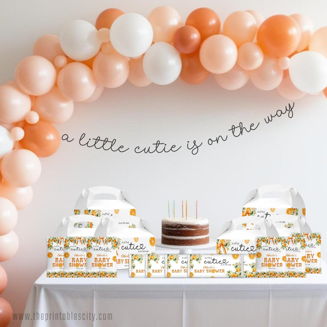 A Little Cutie Baby Shower Fruit Snacks Wrapper - Editable Template