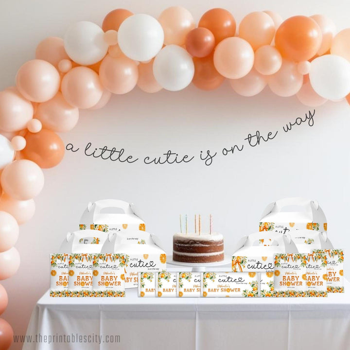 A Little Cutie Baby Shower Fruit Snacks Wrapper - Editable Template