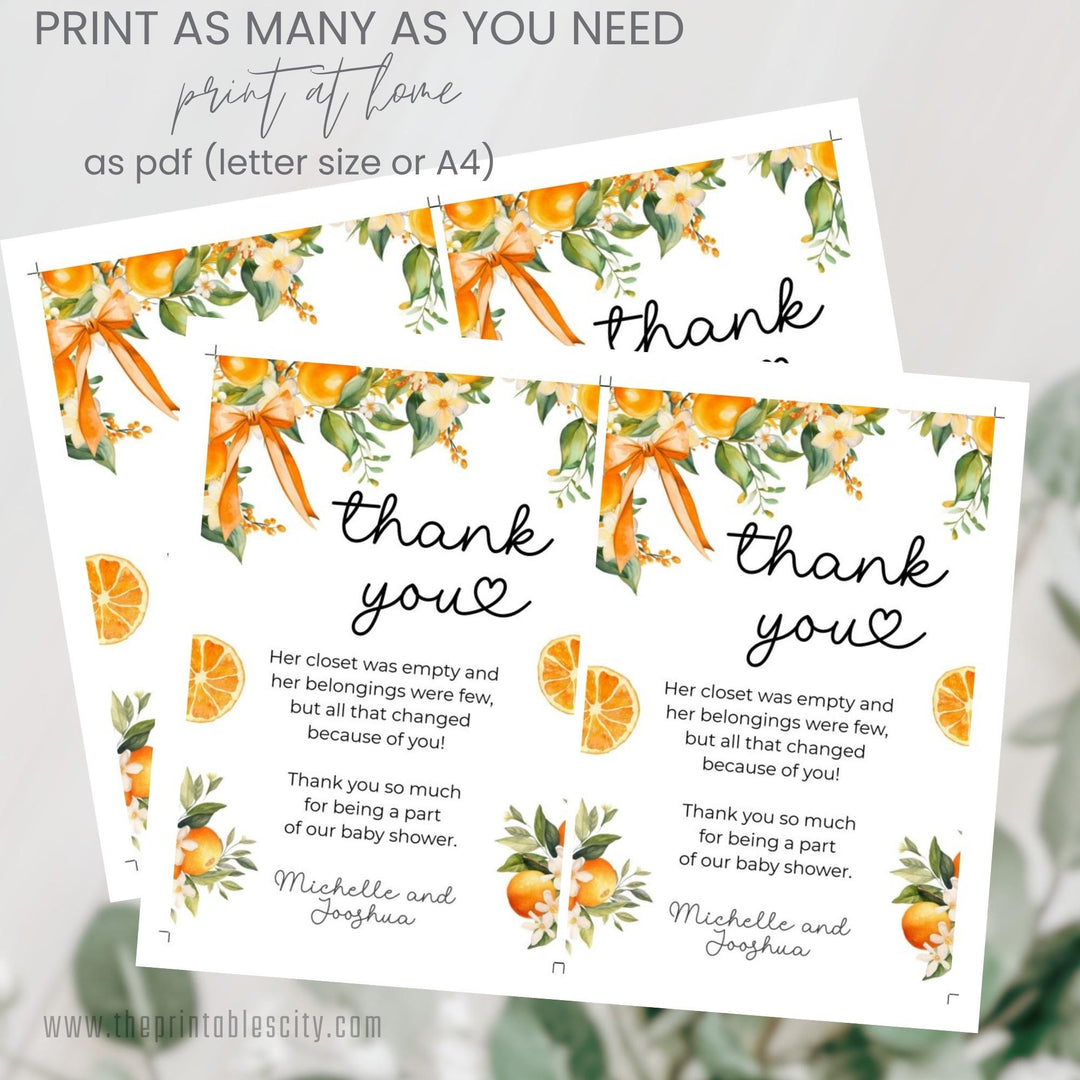 Editable Little Cutie Thank You Card Template for Baby Shower