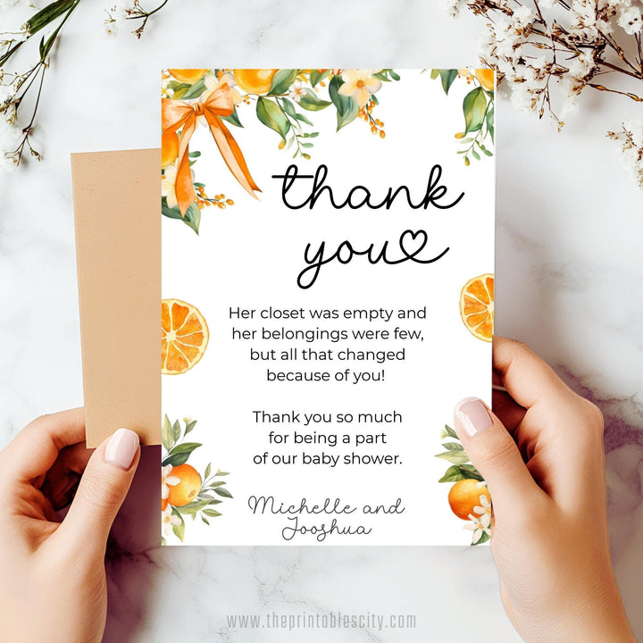 Editable Little Cutie Thank You Card Template for Baby Shower