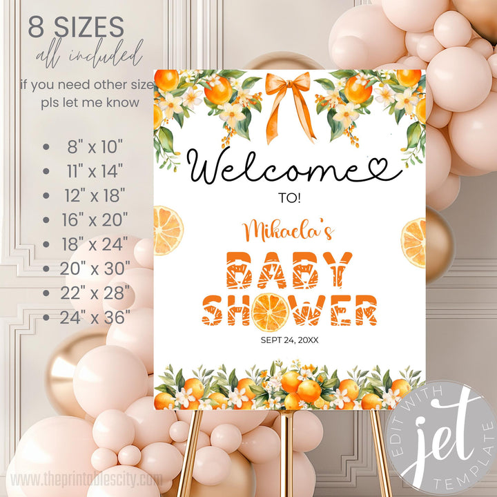 A Little Cutie Is On The Baby Shower Welcome Sign