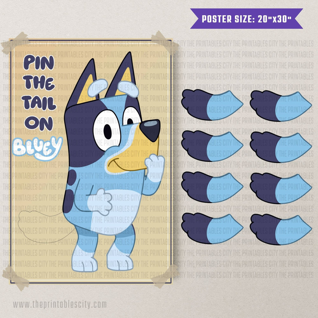 Pin The Tail on Bluey Printable Game Beige
