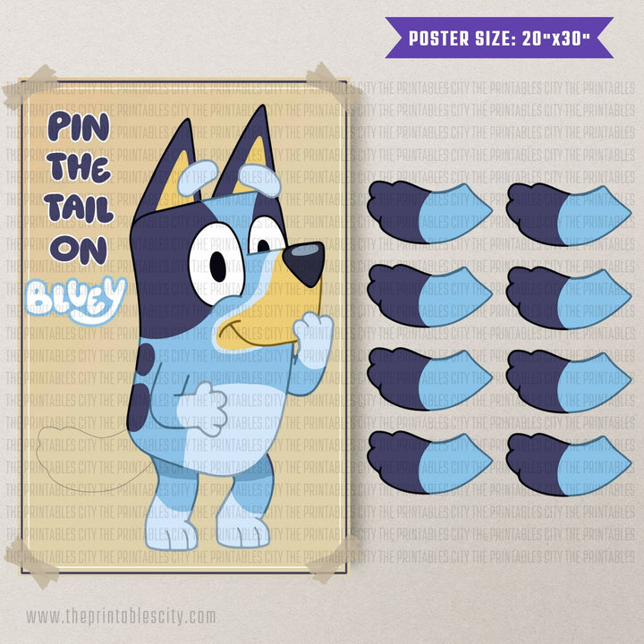 Pin The Tail on Bluey Printable Game Beige
