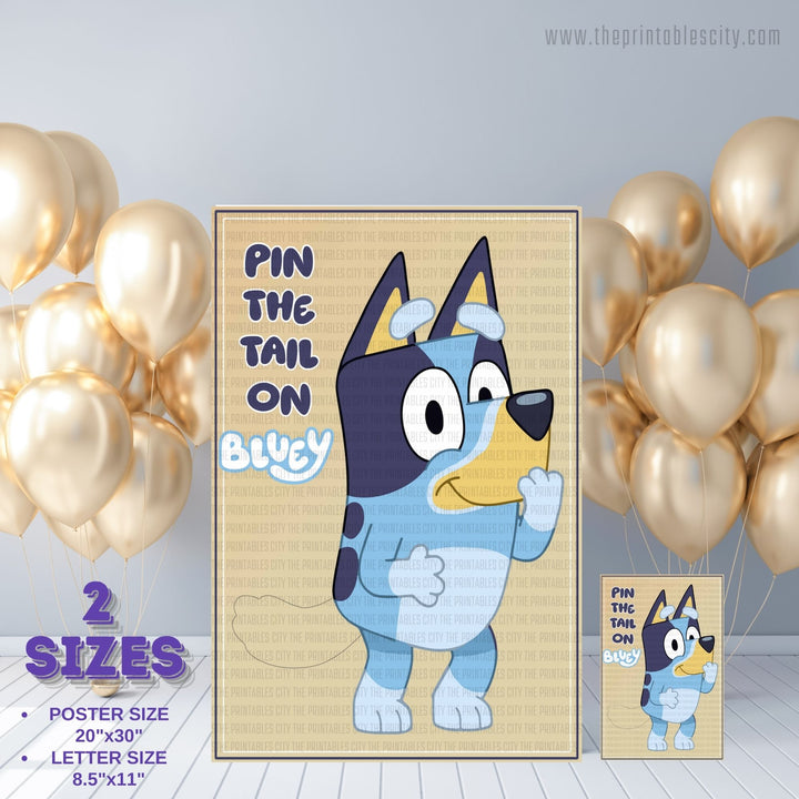 Pin The Tail on Bluey Printable Game Beige