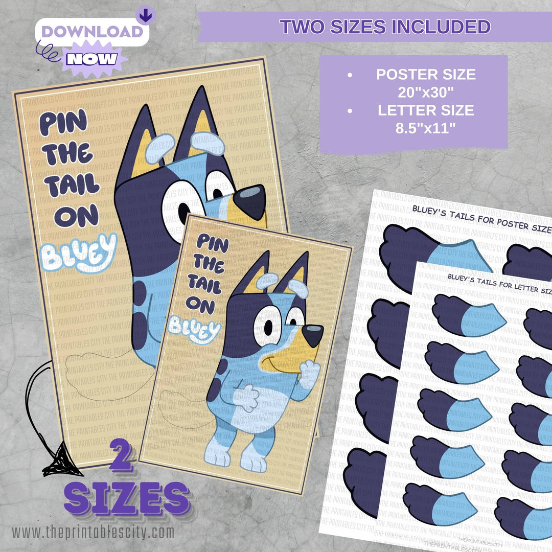 Pin The Tail on Bluey Printable Game Beige